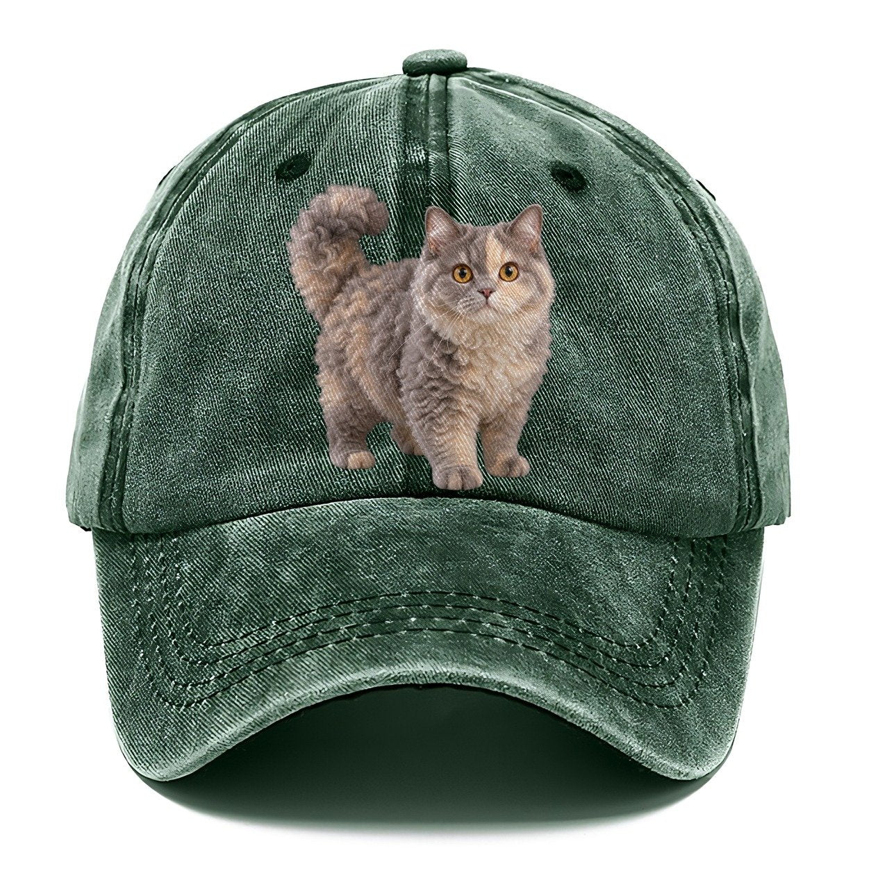 Selkirk Rex Standing Three Quarter Realistic Cat Portrait Classic Cap – Forest Mist