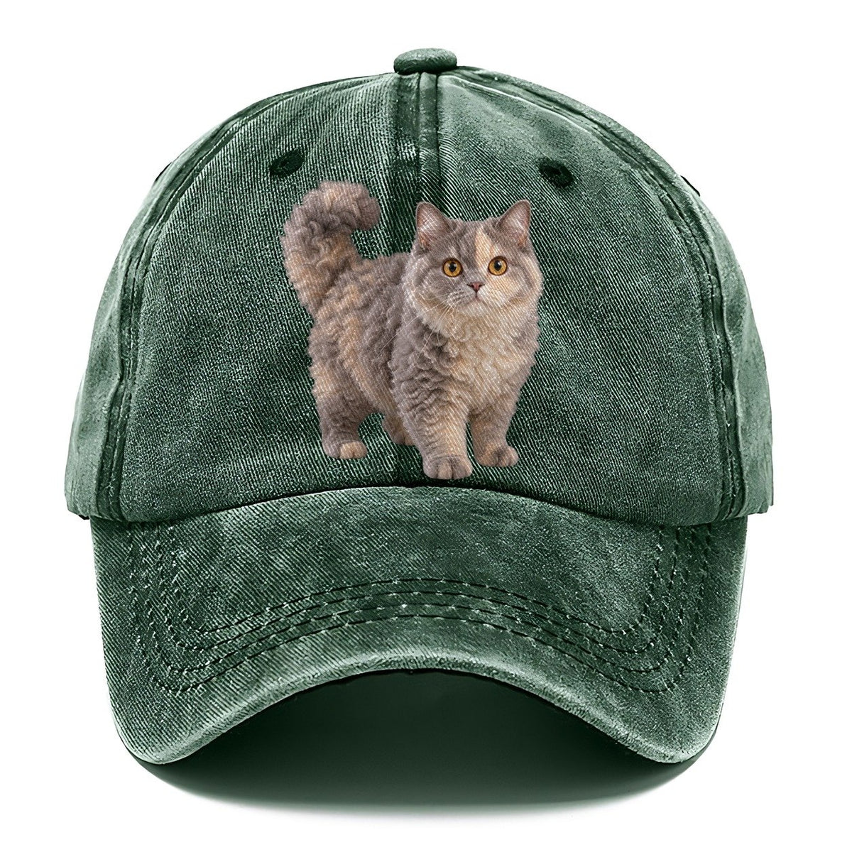 Selkirk Rex Standing Three Quarter Realistic Cat Portrait Classic Cap – Forest Mist