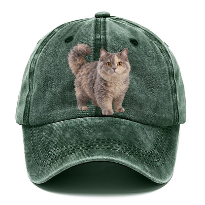 Selkirk Rex Standing Three Quarter Realistic Cat Portrait Classic Cap – Forest Mist