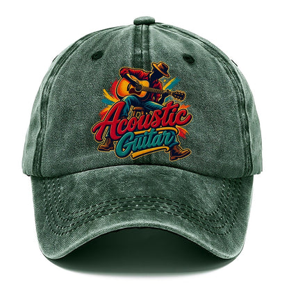 Acoustic Guitar Wordmark Music Instruments Classic Cap – Forest Mist