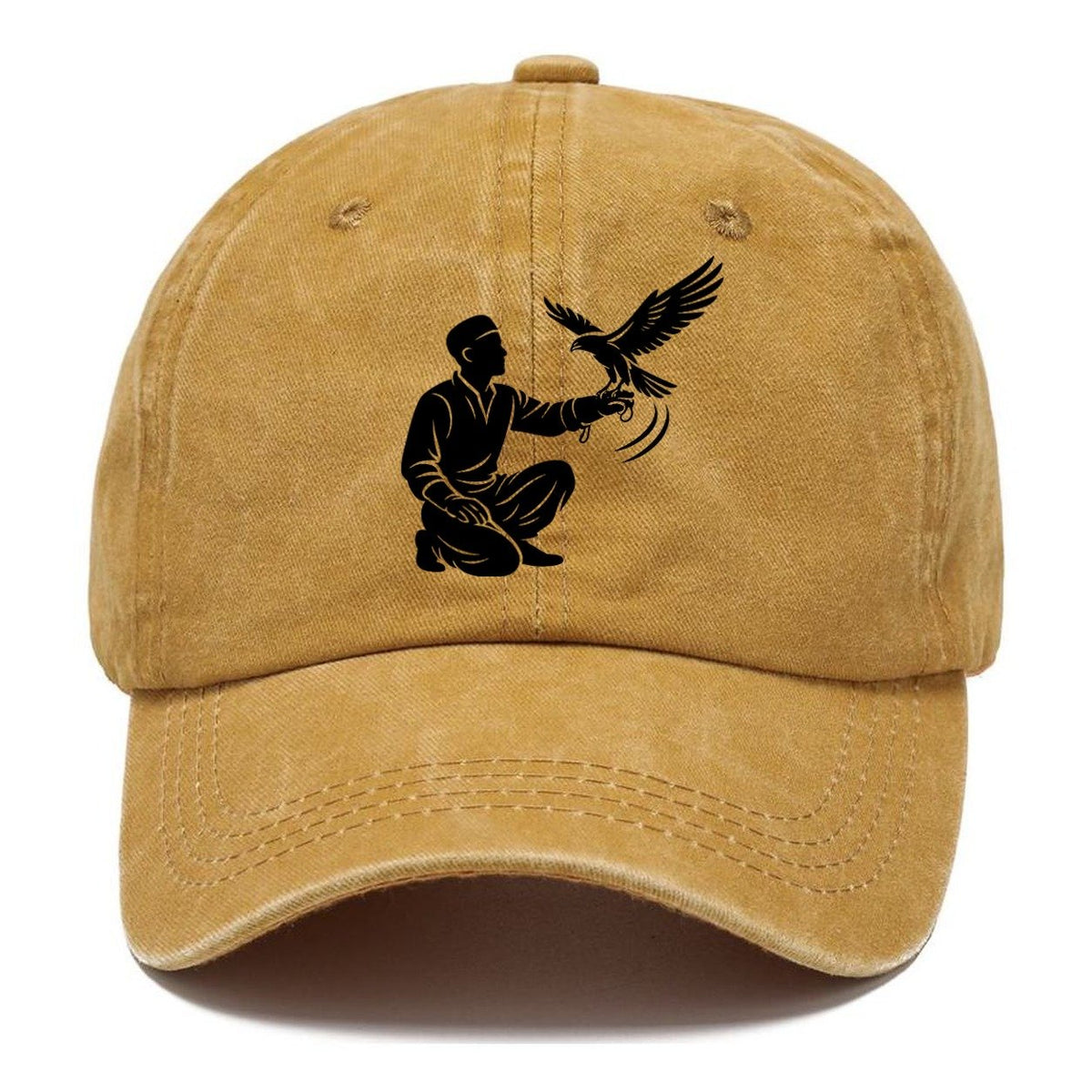 Kneeling Falconer with Falcon Classic Cap – Golden Harvest