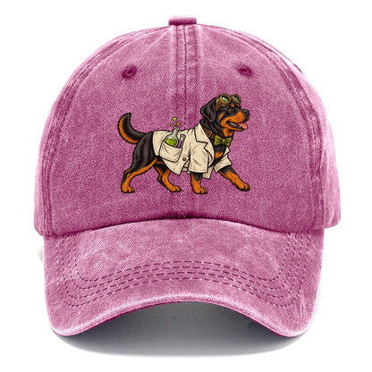 One Rottweiler In Halloween Costume Mad Scientist Costume With A Tiny Lab Coat And Goggles Halloween Dog Parade Classic Cap – Dusty Rose