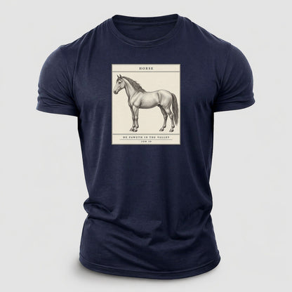 Horse Specimen Plate Creature Canticle Cotton T-Shirt – Navy