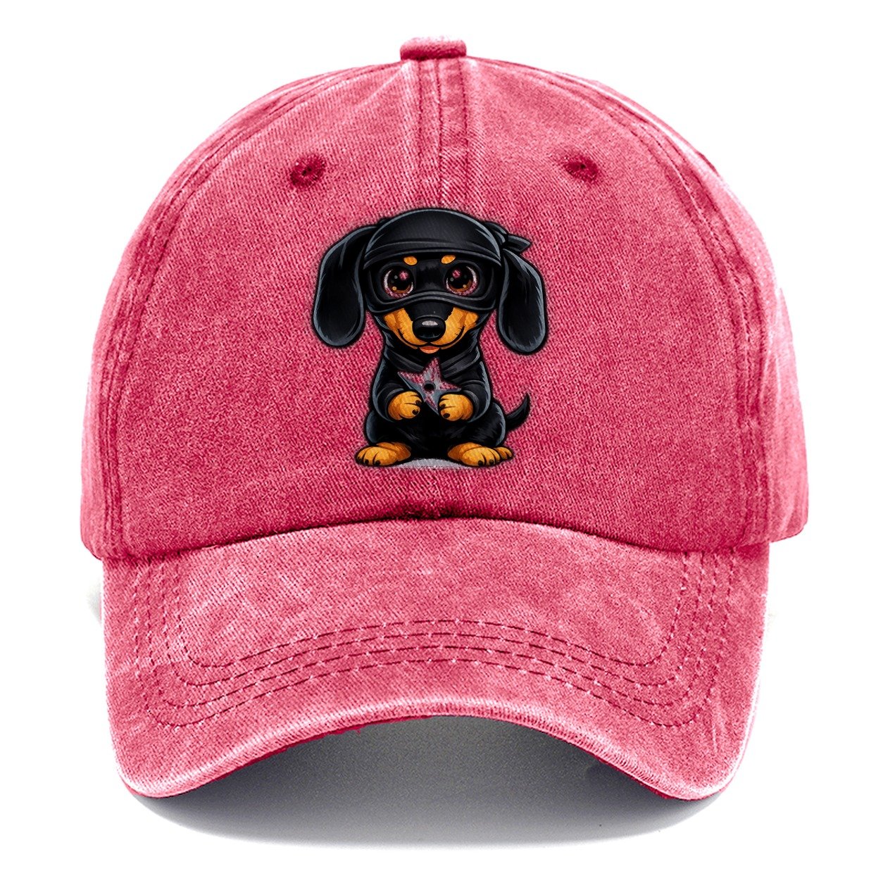 Ninja Dachshund Throwing Star Classic Cap – Pomegranate Blush