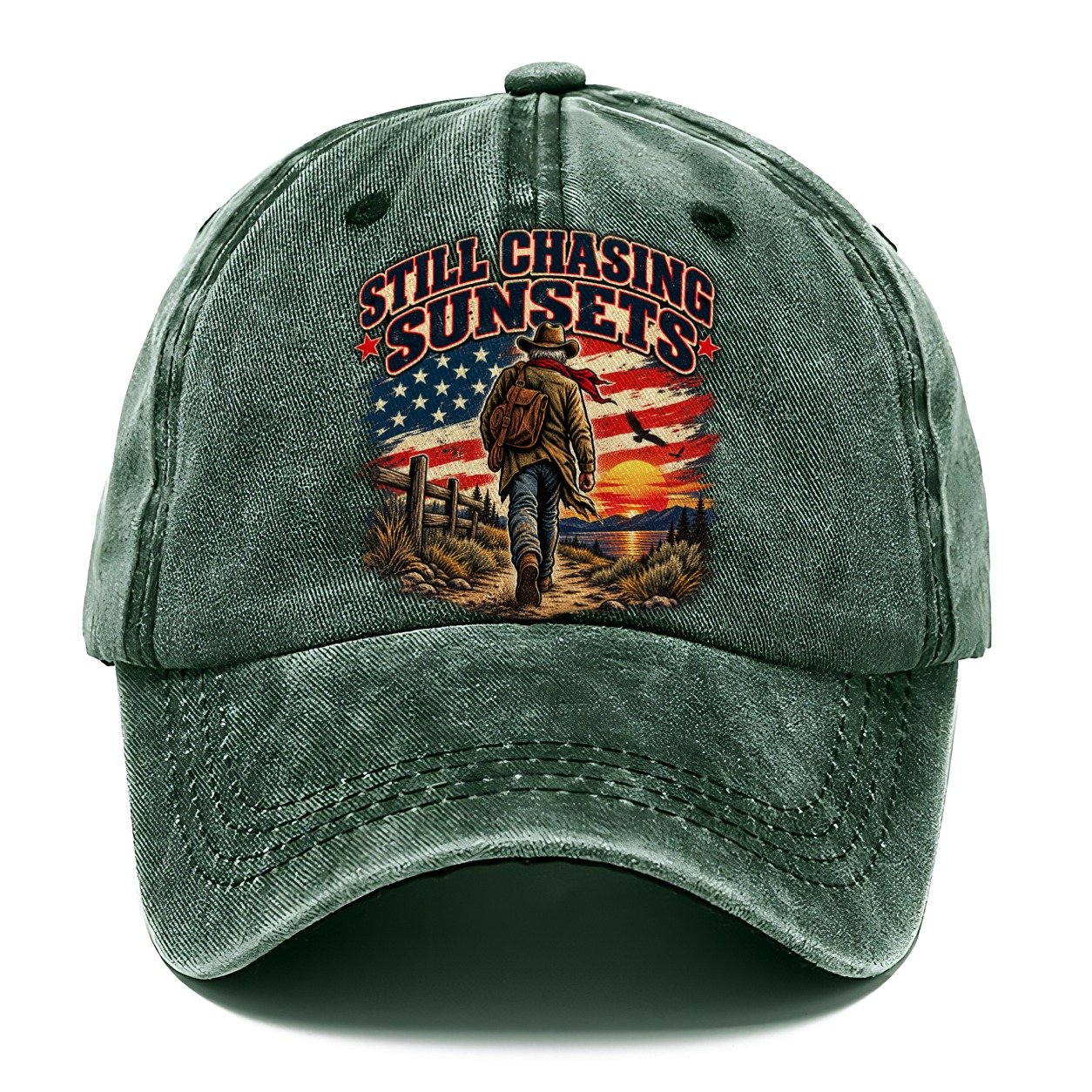 Still Chasing Sunsets Old Man Strong Classic Cap – Forest Mist