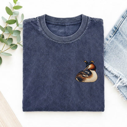 Grebe Collar Turn Left Chest Thread Signatures II Left Chest Vintage T-shirt – Blue