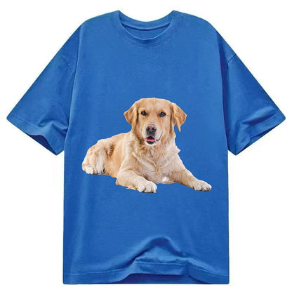 Golden Retriever Laying Dow Classic T-shirt – Blue