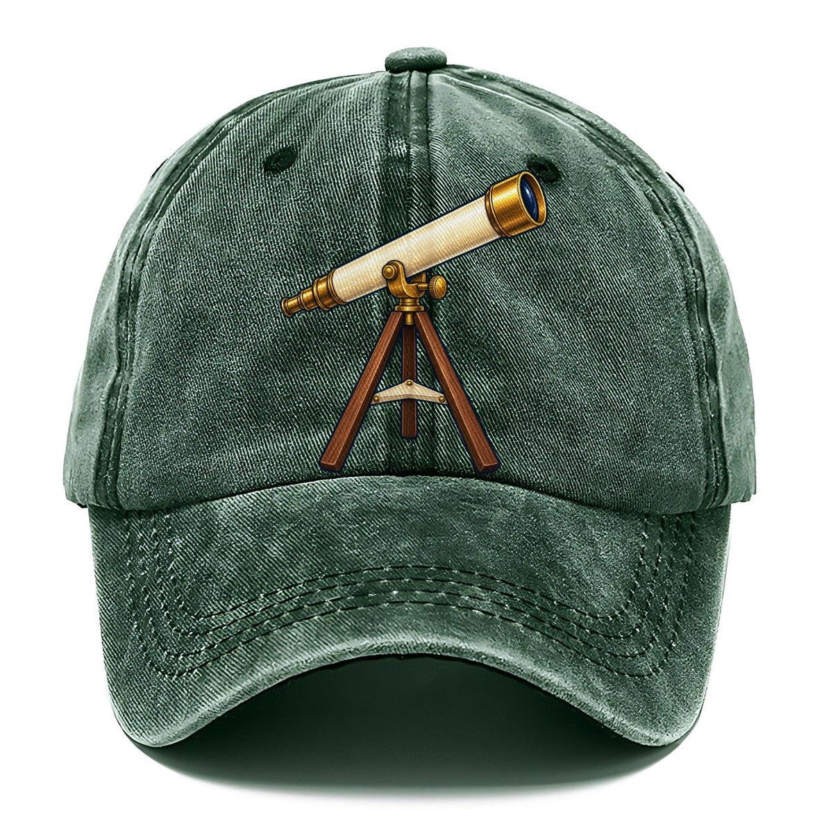 Brass Refractor On Its Tripod Astronomy And Stargazing Classic Cap – Forest Mist