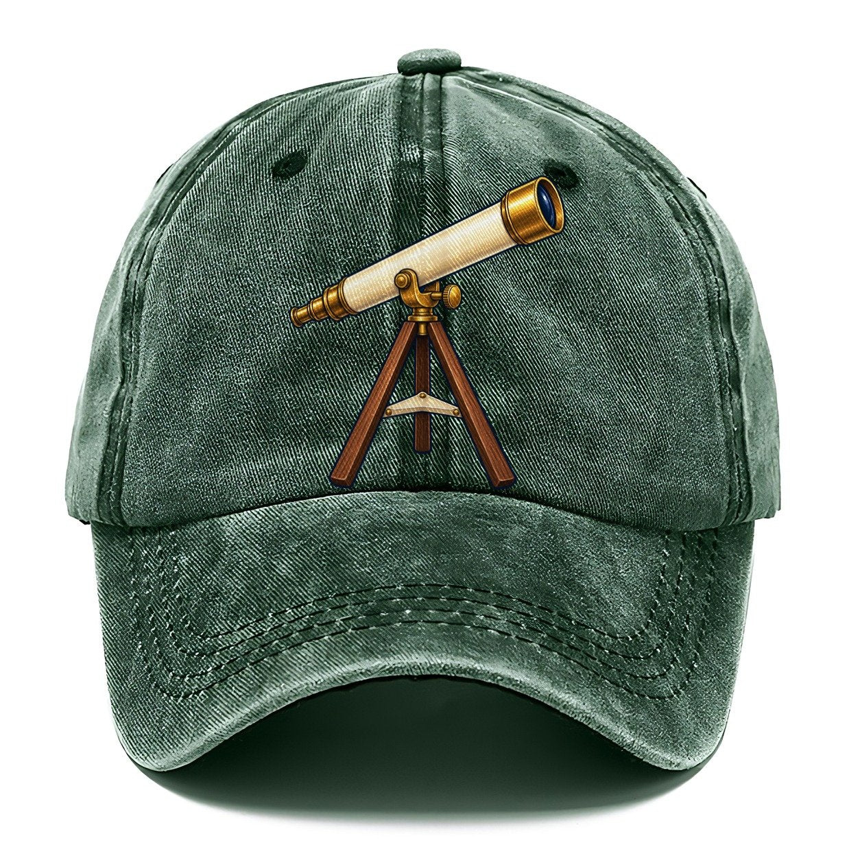 Brass Refractor On Its Tripod Astronomy And Stargazing Classic Cap – Forest Mist