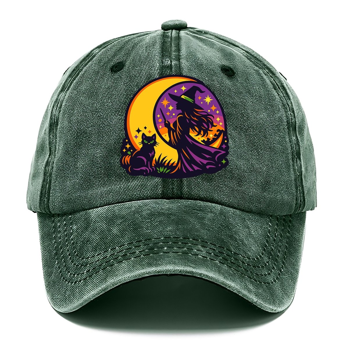 Moonlit Witch Cat Classic Cap – Forest Mist