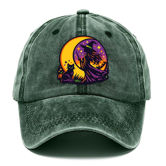 Moonlit Witch Cat Classic Cap – Forest Mist
