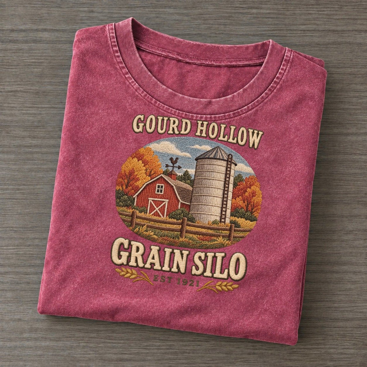 Grain Silo Gourd Hollow Vintage T-shirt – Raspberry