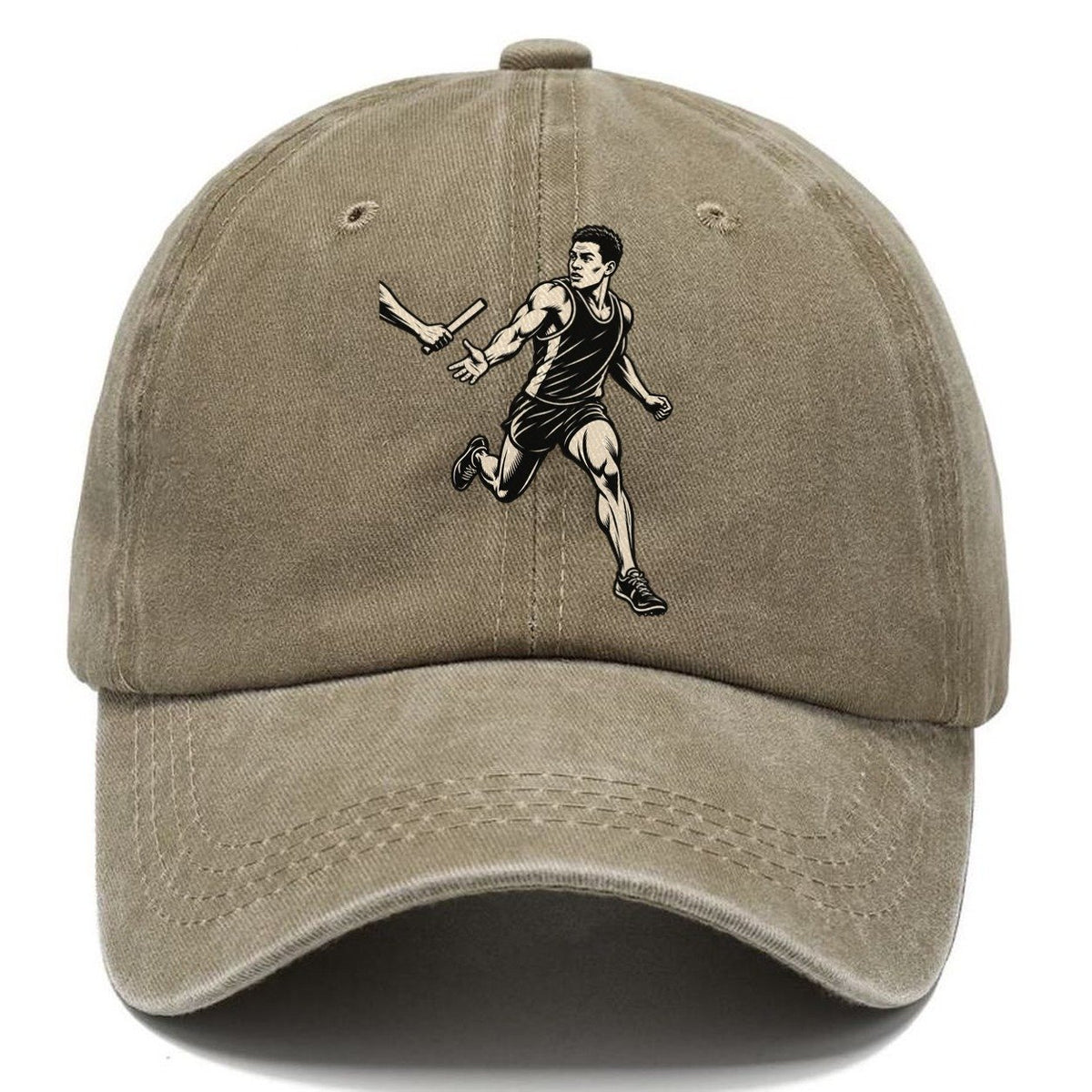 Relay Runner Receiving Baton Global Sports Ink Figures Classic Cap – Warm Sand