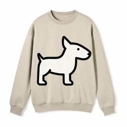 Bull Terrier White Egg Shaped Head Flat Side Profile Fleece Sweatshirt – Light Khaki