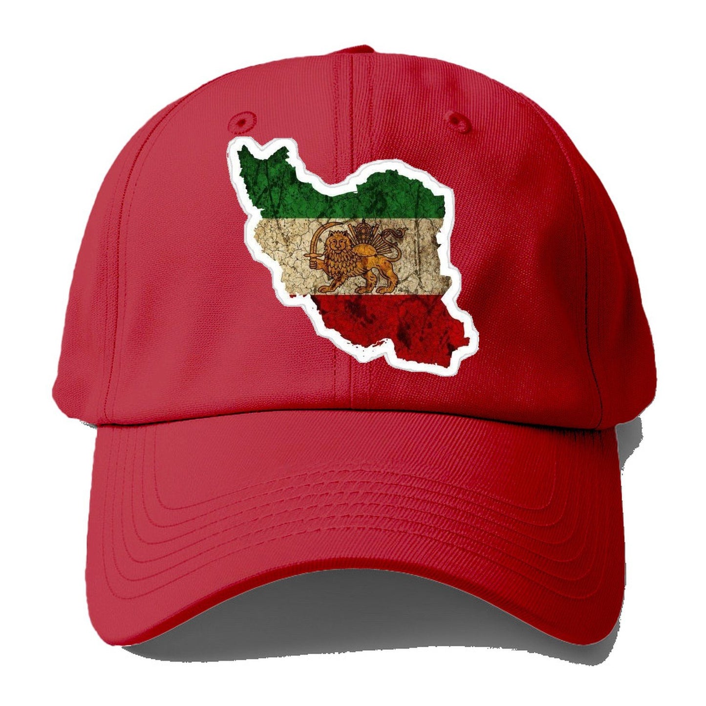 Iran Map Sticker Baseball Cap – Red