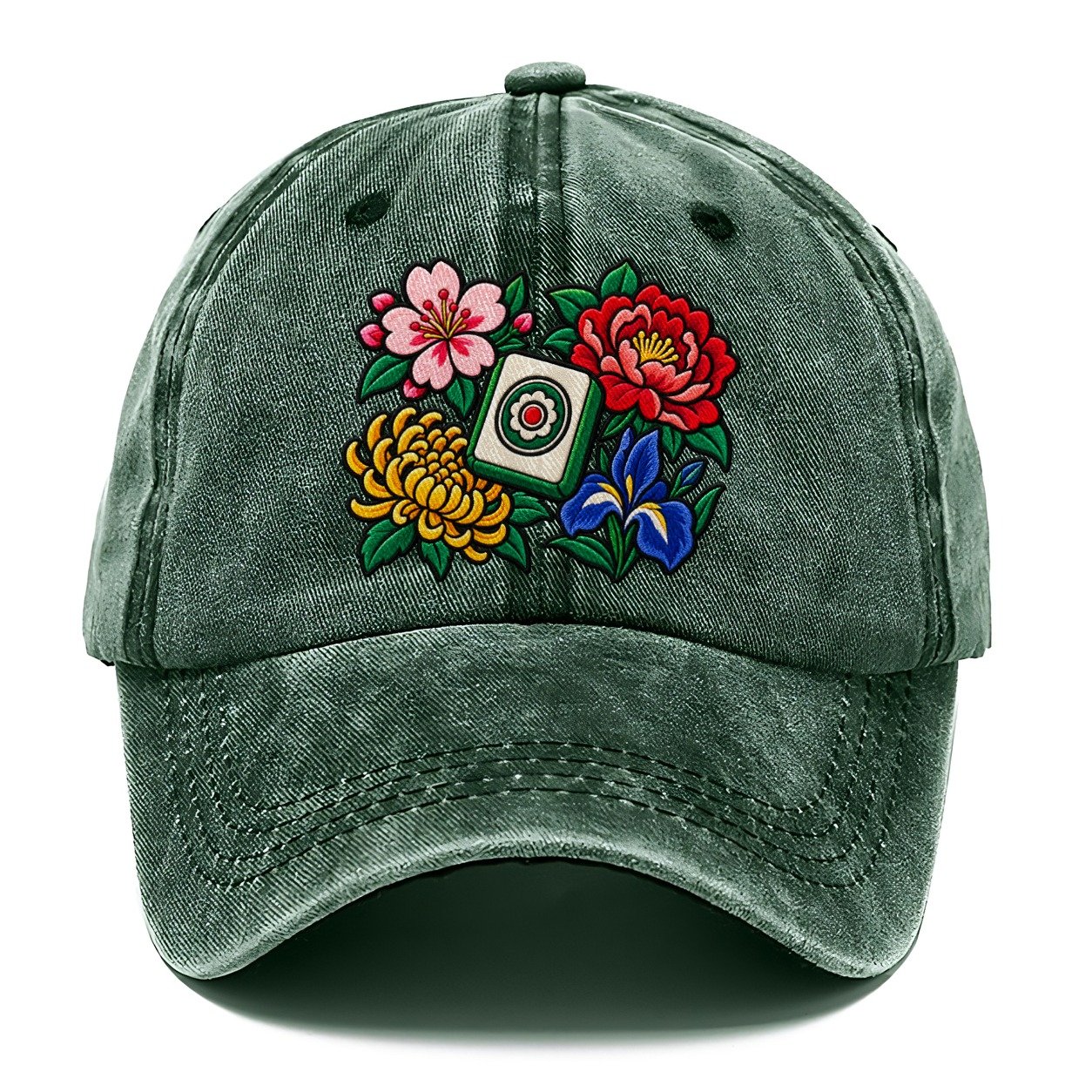 Flower Season Mahjong Game Night Classic Cap – Forest Mist