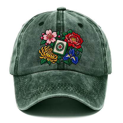 Flower Season Mahjong Game Night Classic Cap – Forest Mist