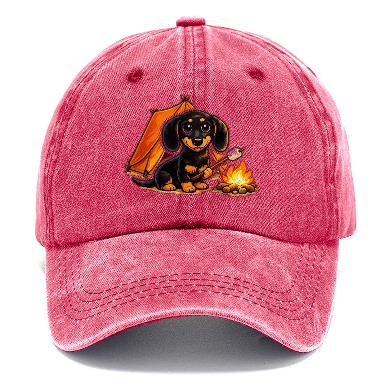 Camping Dachshund Classic Cap – Pomegranate Blush