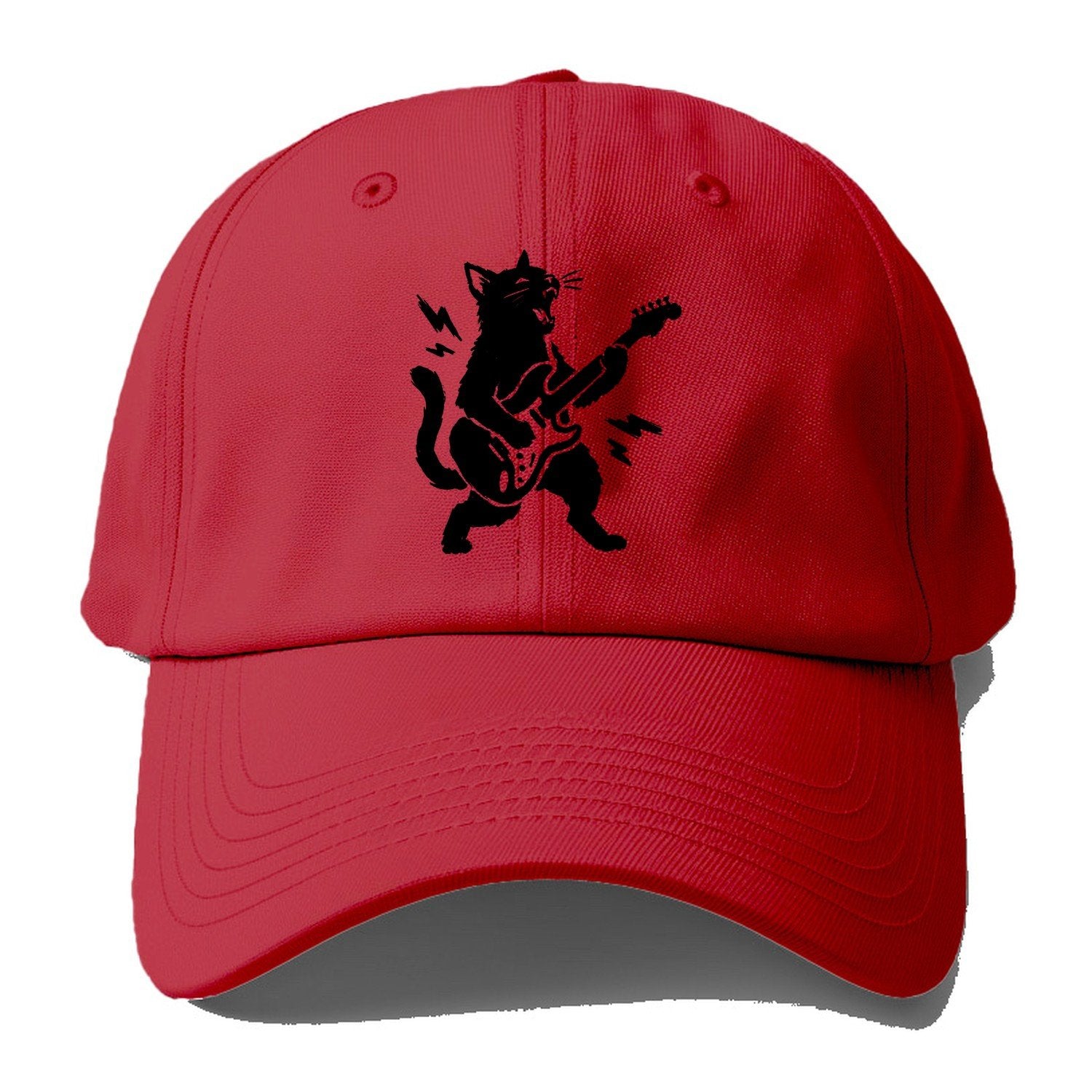 Rock Cat Guitar Baseball Cap – Red