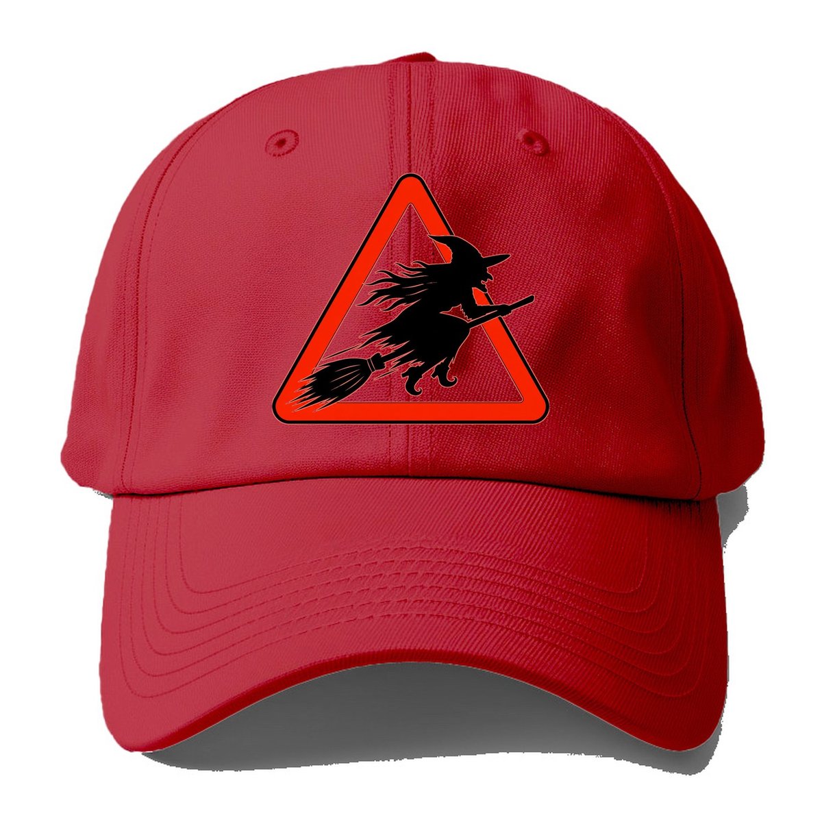 Witch Crossing Warning Sign Baseball Cap – Red