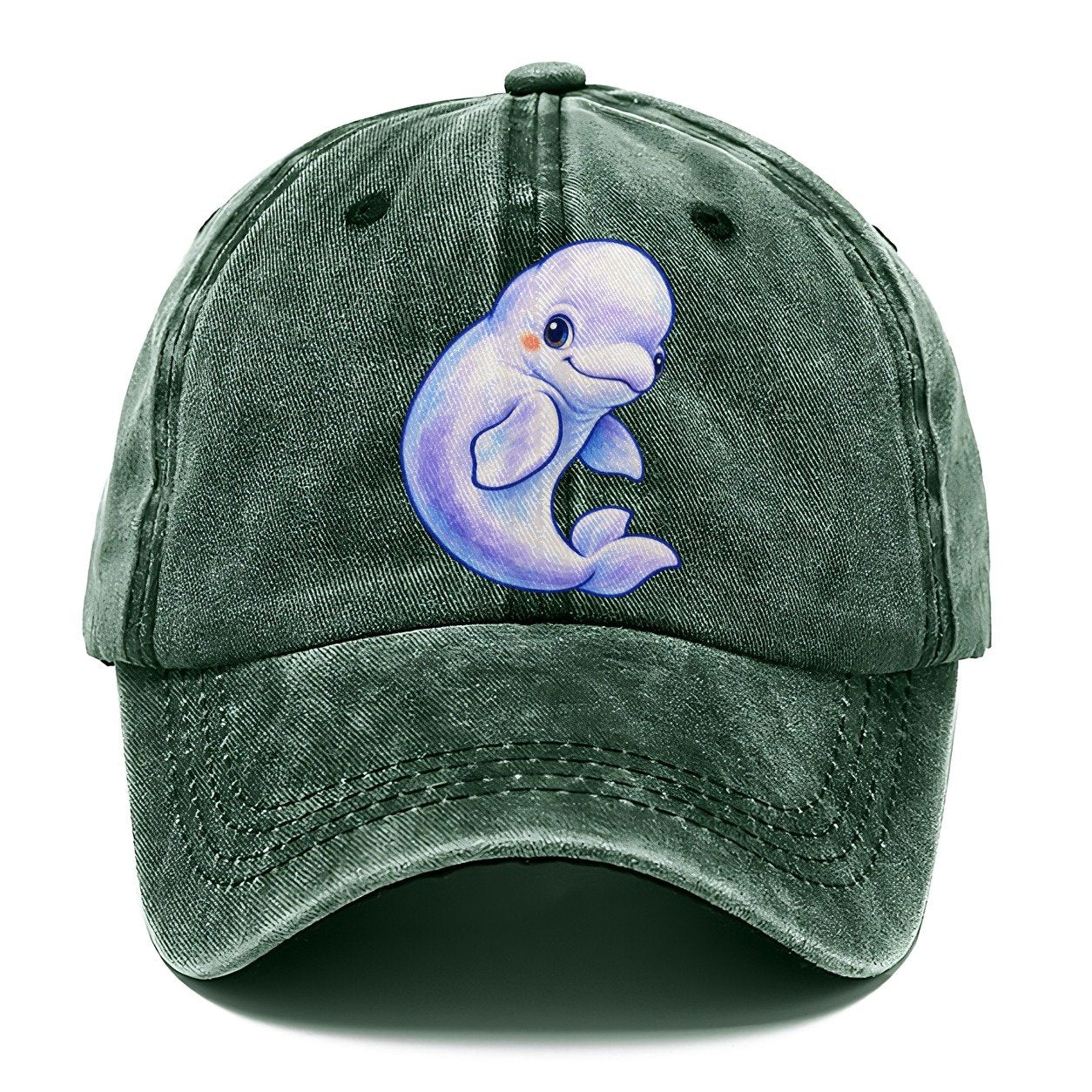 Beluga Whale Gentle Turn Sea Sprite Classic Cap – Forest Mist