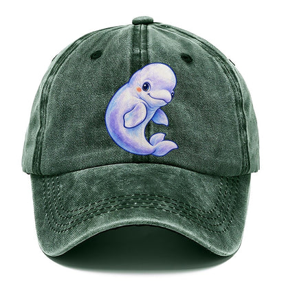 Beluga Whale Gentle Turn Sea Sprite Classic Cap – Forest Mist
