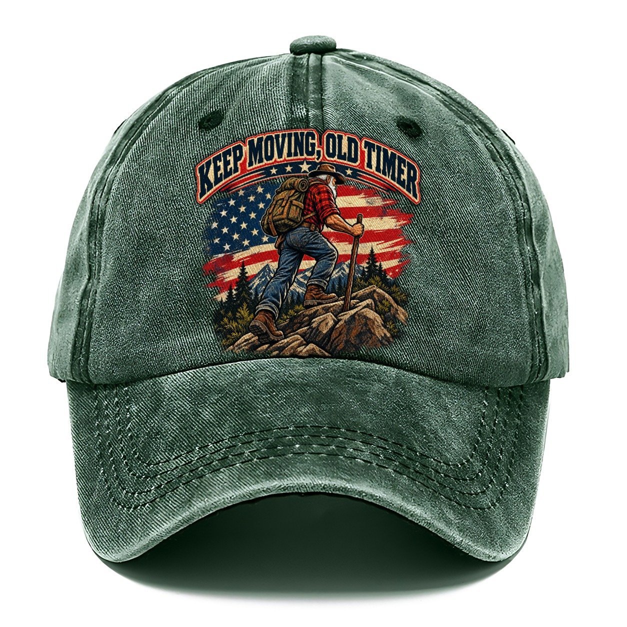 Keep Moving Old Timer Old Man Strong Classic Cap – Forest Mist