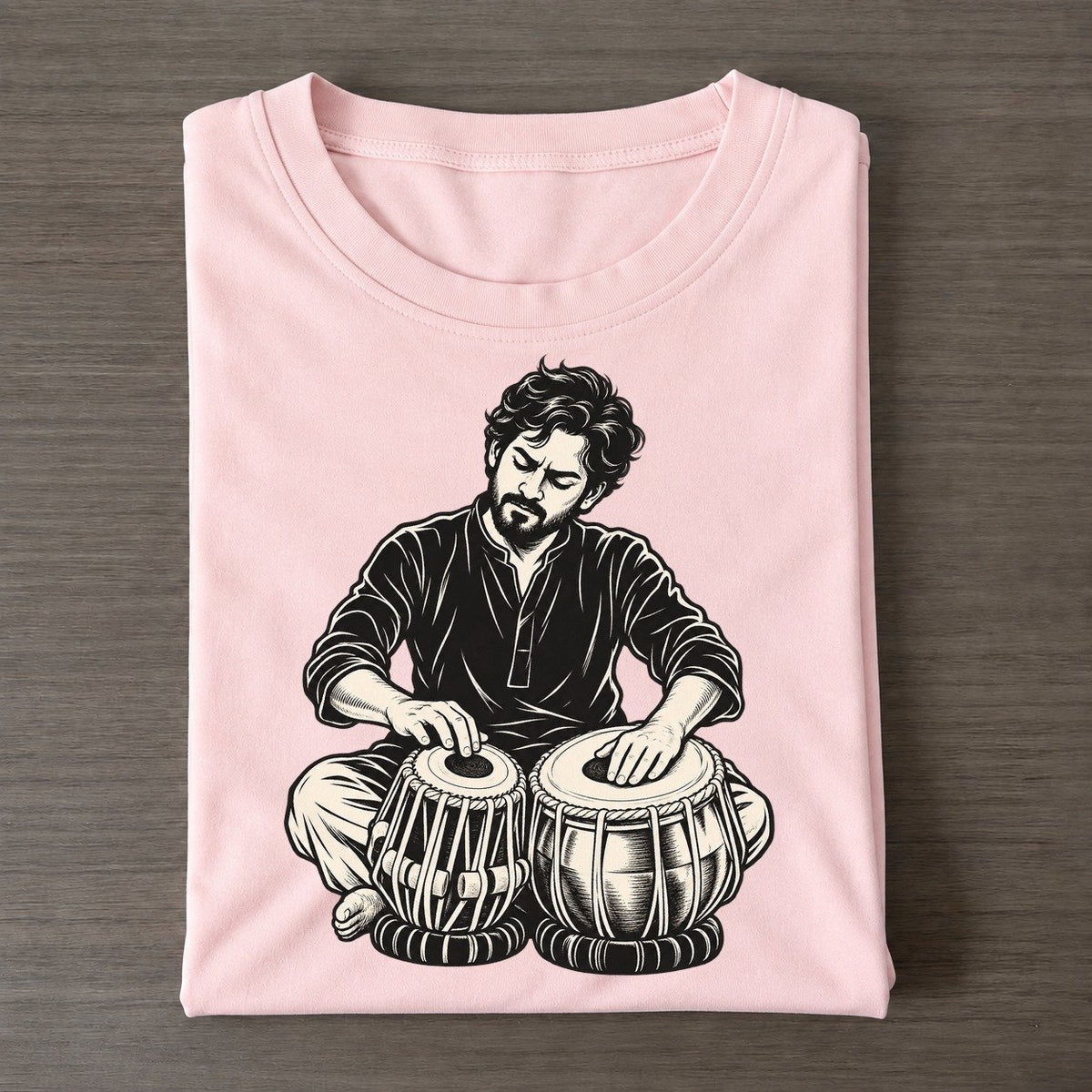 Tabla Player Bass Drum Bend Global Music Ink Figures Classic T-shirt – Pink
