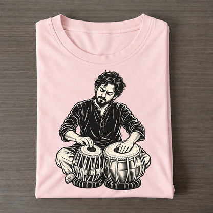 Tabla Player Bass Drum Bend Global Music Ink Figures Classic T-shirt – Pink