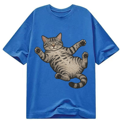 American Shorthair Silver Tabby Classic Pattern Fully Relaxe Classic T-shirt – Blue