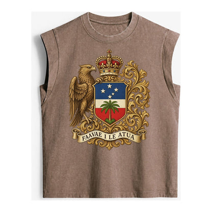 South Africa Springbok Emblem Springbok With Protea Green Go Vintage Washed Tank – Brown