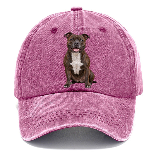 Staffordshire Bull Terrier Sitting Top Breeds Classic Cap – Dusty Rose