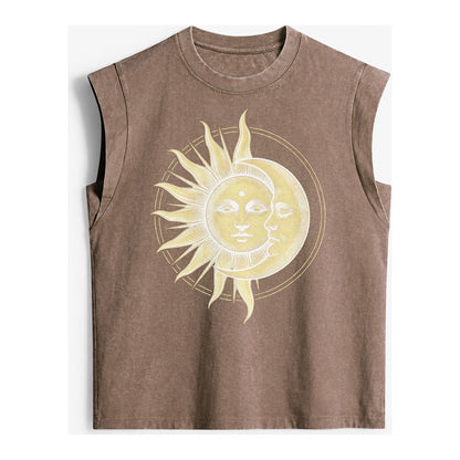 Celestial Harmony Vintage Washed Tank – Brown