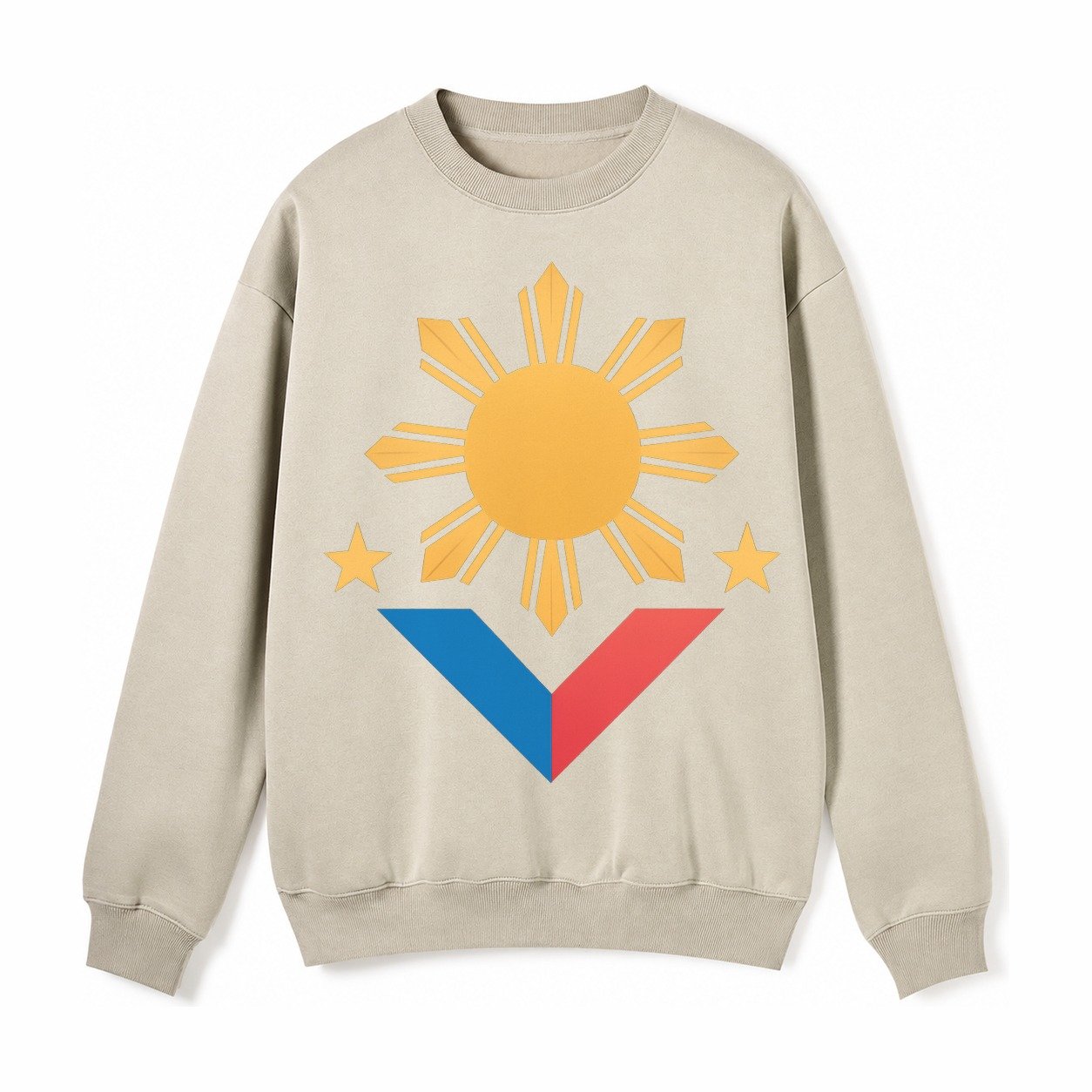 Philippines Flag Sun And Fleece Sweatshirt – Light Khaki