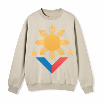 Philippines Flag Sun And Fleece Sweatshirt – Light Khaki