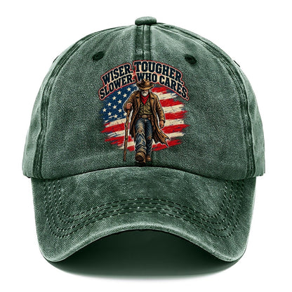 Wiser Tougher Slower Who Cares Old Man Strong Classic Cap – Forest Mist