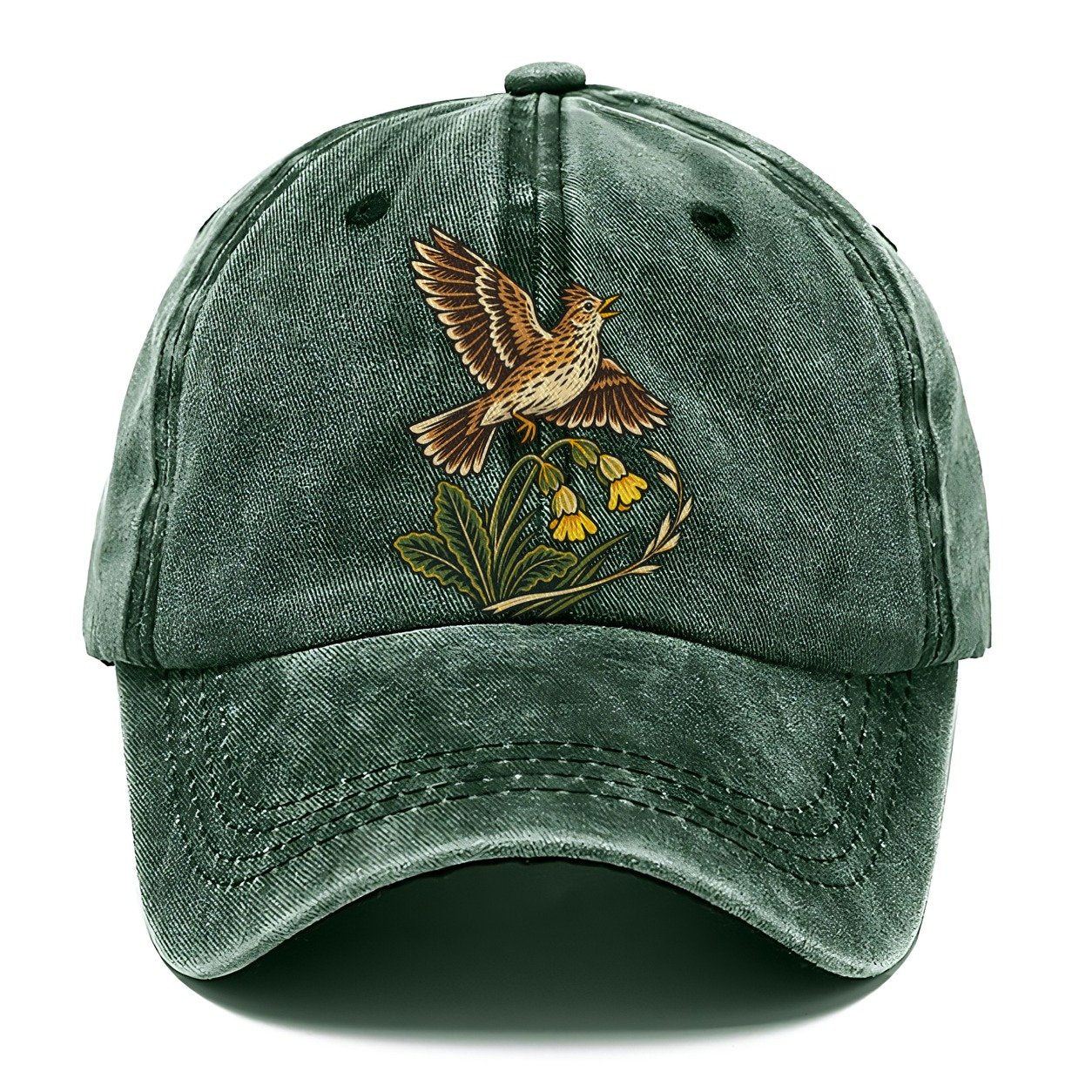 South Downs Skylark And Cowslip Uk Culture Heritage Classic Cap – Forest Mist