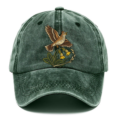 South Downs Skylark And Cowslip Uk Culture Heritage Classic Cap – Forest Mist