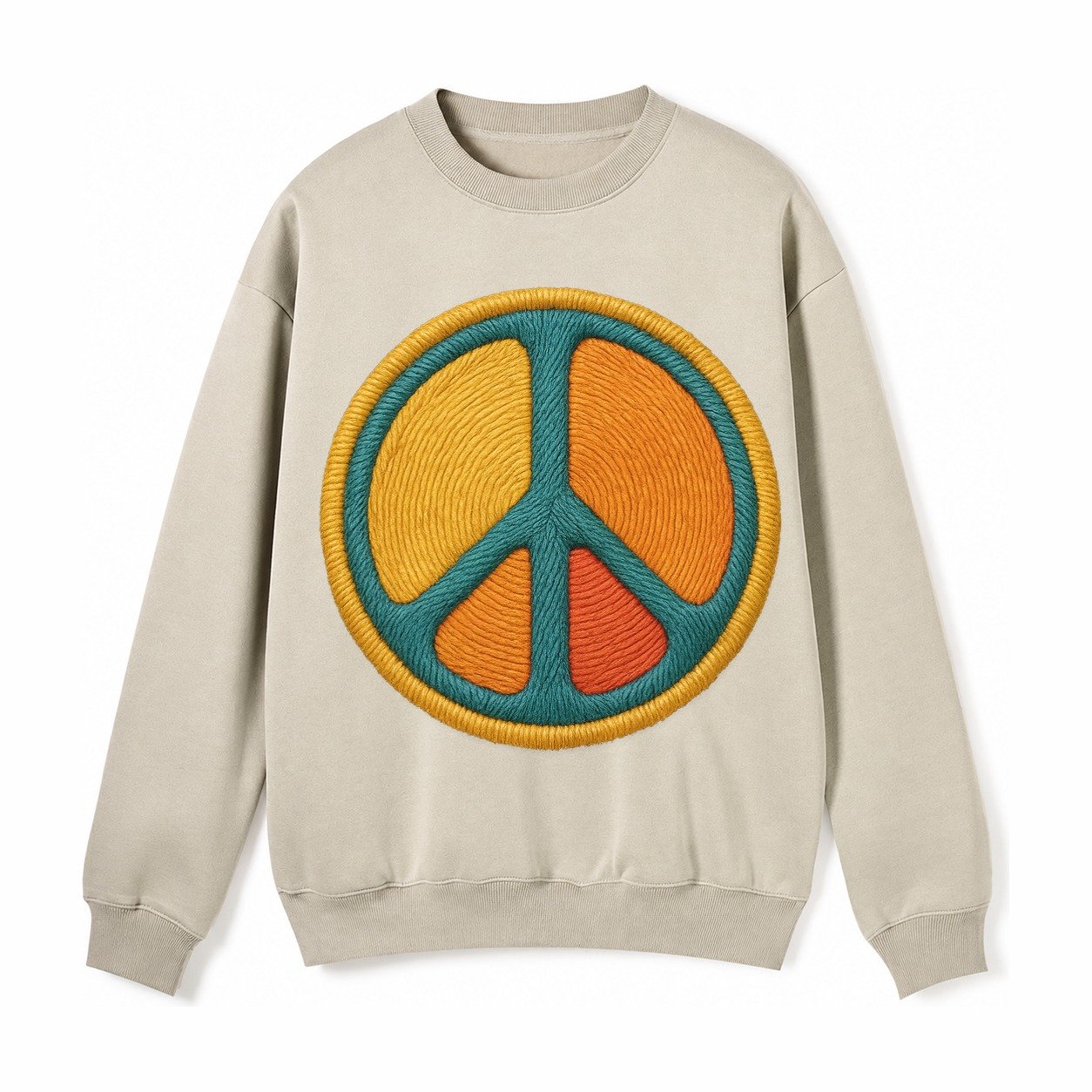 Golden Peace Fleece Sweatshirt – Light Khaki