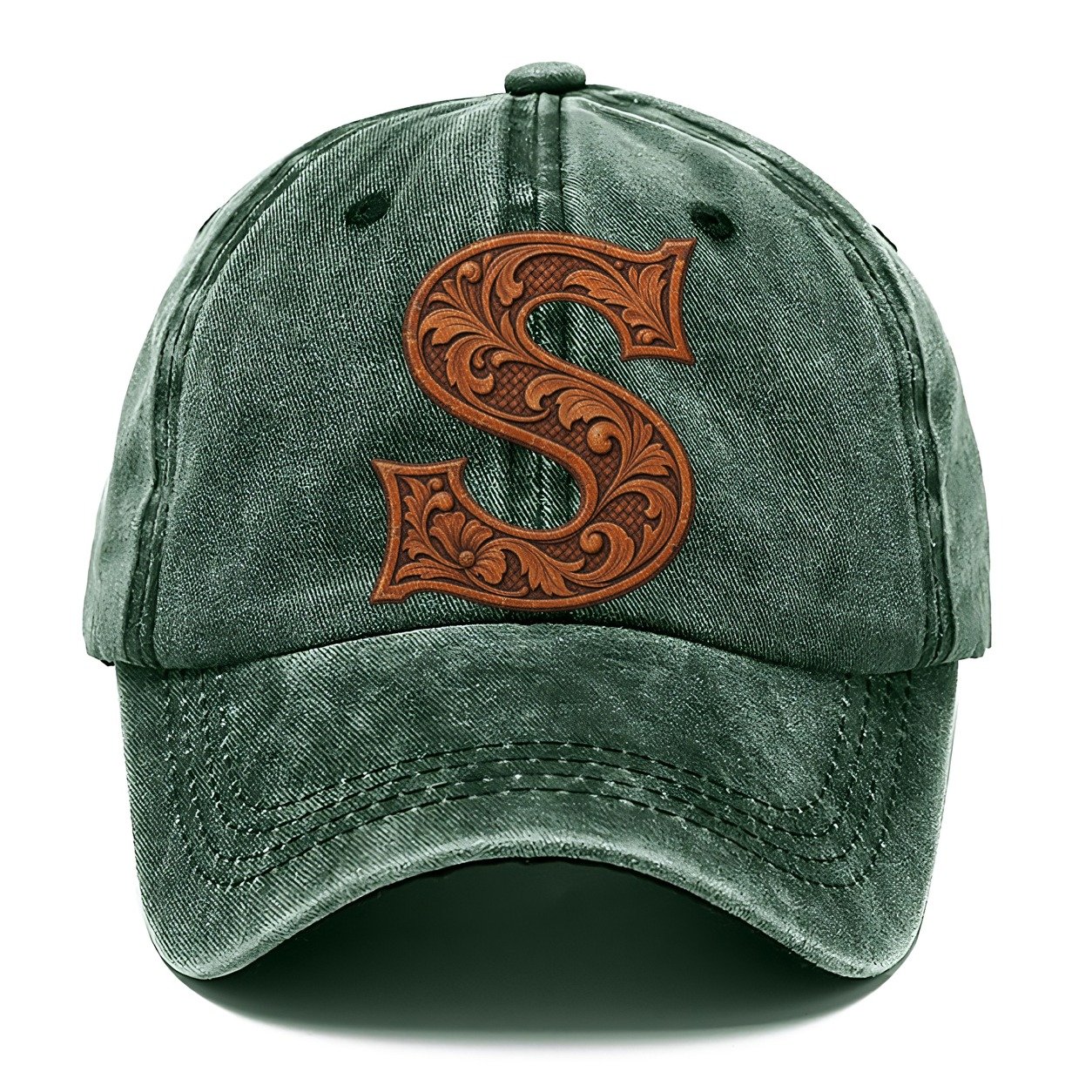 Tooled Leather S Monogram Classic Cap – Forest Mist