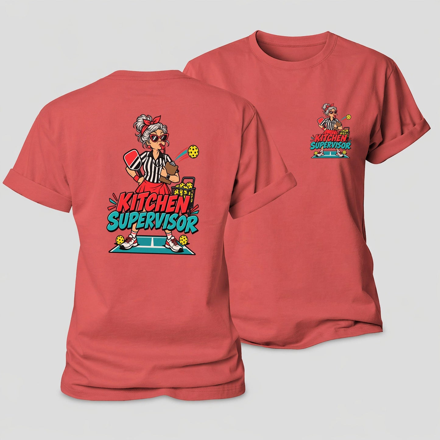 Kitchen Supervisor Pickleball Life Women's Cotton T-Shirt – Coral Red