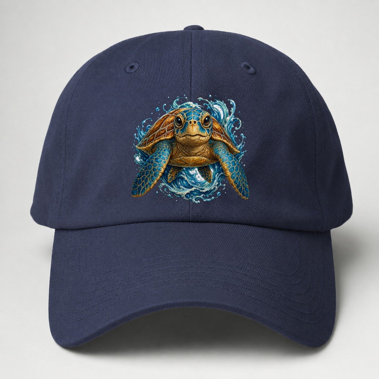 Ornate Sea Turtle Waves Baseball Cap – Twilight Navy