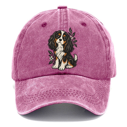 Cavalier Spaniel with Flowers Classic Cap – Dusty Rose
