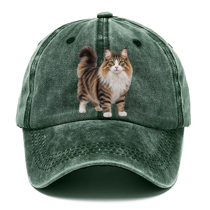 Norwegian Forest Cat Standing Three Quarter Realistic Cat Portrait Classic Cap – Forest Mist