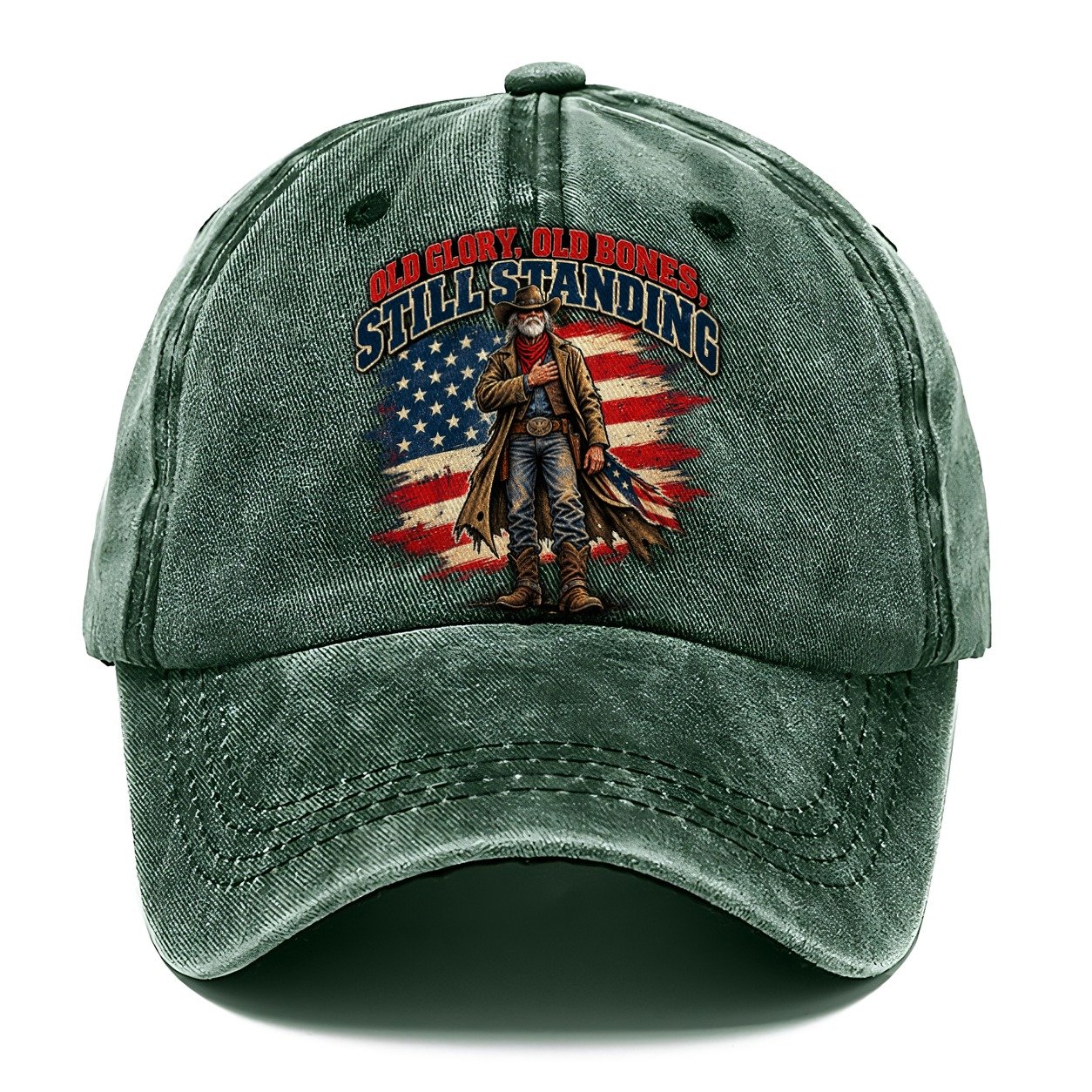 Old Glory Old Bones Still Standing Old Man Strong Classic Cap – Forest Mist