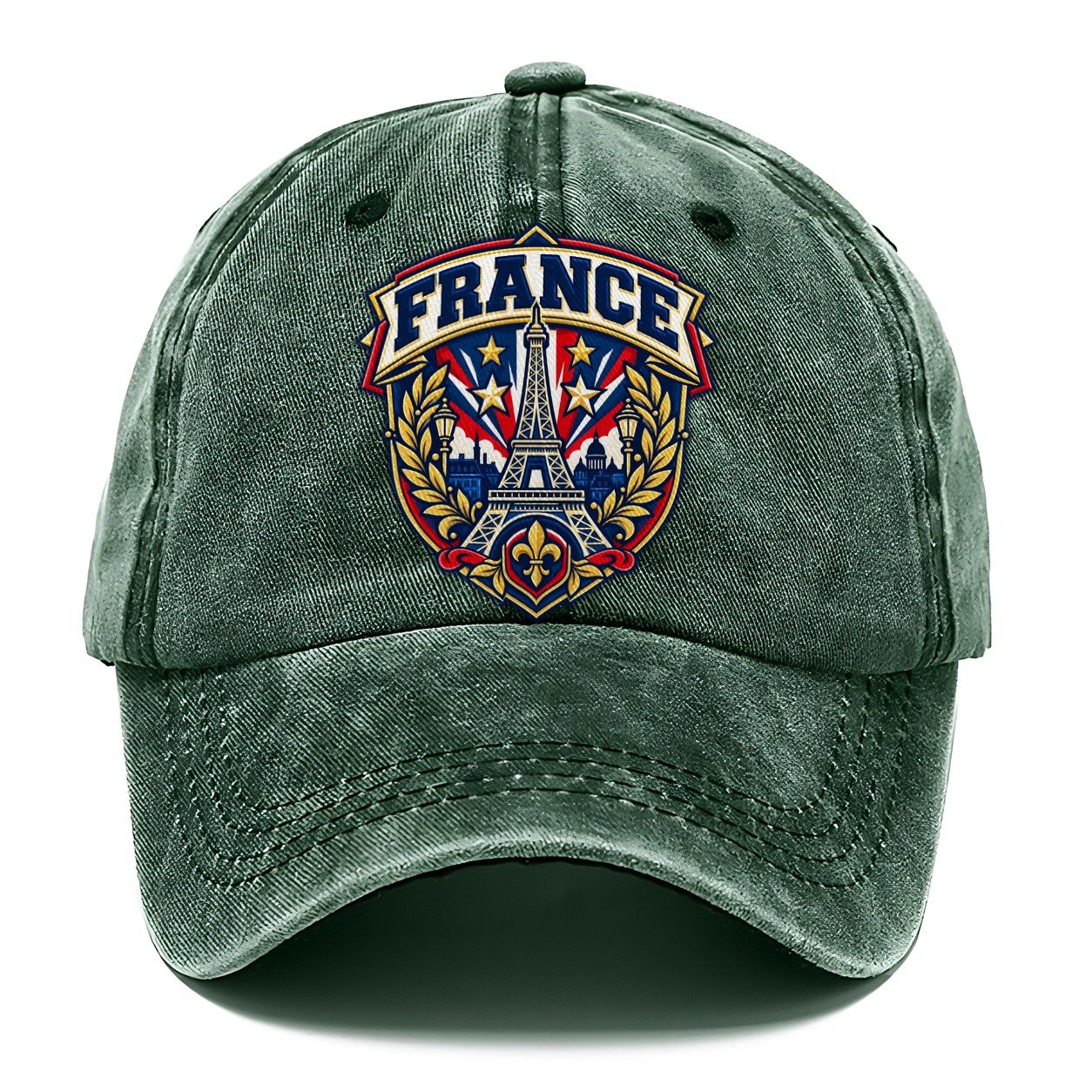 France Retro Badge Country Logos Classic Cap – Forest Mist