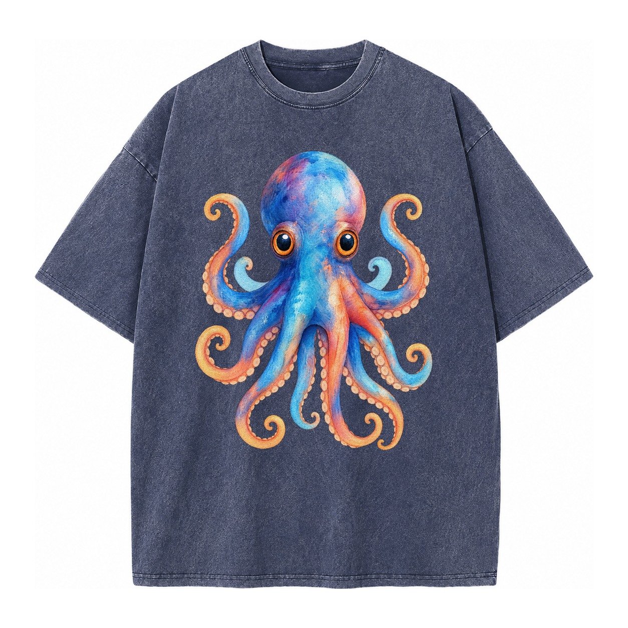 Octopus Cute Vintage T-shirt – Blue