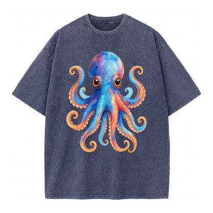 Octopus Cute Vintage T-shirt – Blue