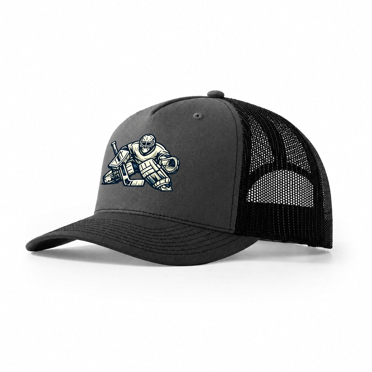 Hockey Goalie Trucker Hat – Dark Grey-Black