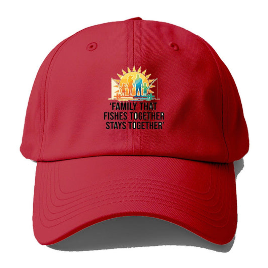 Family Fishes Together Baseball Cap – Red